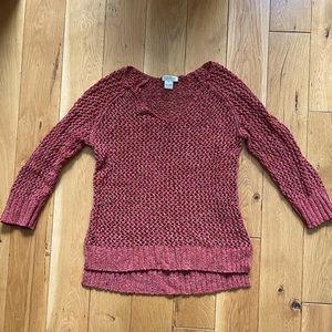 Burnt orange eyelet knit sweater